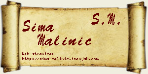 Sima Malinić vizit kartica